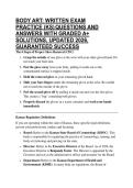 BODY ART&colon; WRITTEN EXAM PRACTICE &lpar;KS&rpar; QUESTIONS AND ANSWERS WITH GRADED A&plus; SOLUTIONS&comma; UPDATED 2026&comma; GUARANTEED SUCCESS