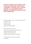 HEARING CONSERVATION CERTIFICATION  LATEST EXAM 2026 WITH 170 QUESTIONS  ANDCORRECT ANSWERS &vert; MCQs &vert; ALREADY  GRADED A&plus; &vert; GUARANTEED SUCCESS &vert;  HEARING CONVERSATION CERTIFICATION  &lbrack;NEW VERSION 2026&rsqb;