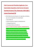 Utah Commercial Pesticide Applicator Core  Examination Questions And Correct Answers  &lpar;Verified Answers&rpar; Plus Rationales 2026 Q&A &vert;  Instant Download Pdf