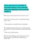 KAPLAN AND SADOCK'S SYNOPSIS OF PSYCHIATRY EDITION 12 TEST BANK FINAL PAPER 2026 QUESTIONS WITH SOLUTIONS GRADED A&plus;