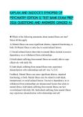 KAPLAN AND SADOCK'S SYNOPSIS OF PSYCHIATRY EDITION 12 TEST BANK EXAM PREP 2026 QUESTIONS AND ANSWERS GRADED A&plus;