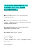 LEADERSHIP AND MANAGEMENT ACTUAL EXAM PAPER 2026 QUESTIONS WITH SOLUTIONS GRADED A&plus;