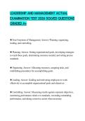 LEADERSHIP AND MANAGEMENT ACTUAL EXAMINATION TEST 2026 SOLVED QUESTIONS GRADED A&plus;