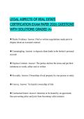 LEGAL ASPECTS OF REAL ESTATE CERTIFICATION EXAM PAPER 2026 QUESTIONS WITH SOLUTIONS GRADED A&plus;