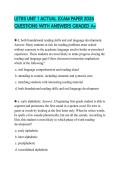 LETRS UNIT 1 ACTUAL EXAM PAPER 2026 QUESTIONS WITH ANSWERS GRADED A&plus;