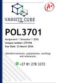 POL3701 Assignment 1 &lpar;DETAILED ANSWERS Semester 1 2026 - DISTINCTION GUARANTEED