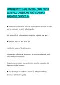 MANAGEMENT 3300 MIZZOU FINAL PAPER 2026 FULL QUESTIONS AND CORRECT ANSWERS GRADED A&plus;