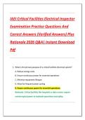 IAEI Critical Facilities Electrical Inspector  Examination Practice Questions And  Correct Answers &lpar;Verified Answers&rpar; Plus  Rationale 2026 Q&A&vert; Instant Download  Pdf 