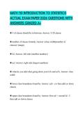MATH 110 INTRODUCTION TO STATISTICS ACTUAL EXAM PAPER 2026 QUESTIONS WITH ANSWERS GRADED A&plus;