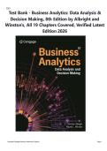 TEST BANK For Data Analytics for Accounting&comma; 3rd Edition by Vernon Richardson&comma; Verified Chapters 1 - 9&comma; Complete Newest Version
