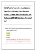 IAEI Electrical Inspector Recertification  Examination Practice Questions And  Correct Answers &lpar;Verified Answers&rpar; Plus  Rationale 2026 Q&A&vert; Instant Download  Pdf 