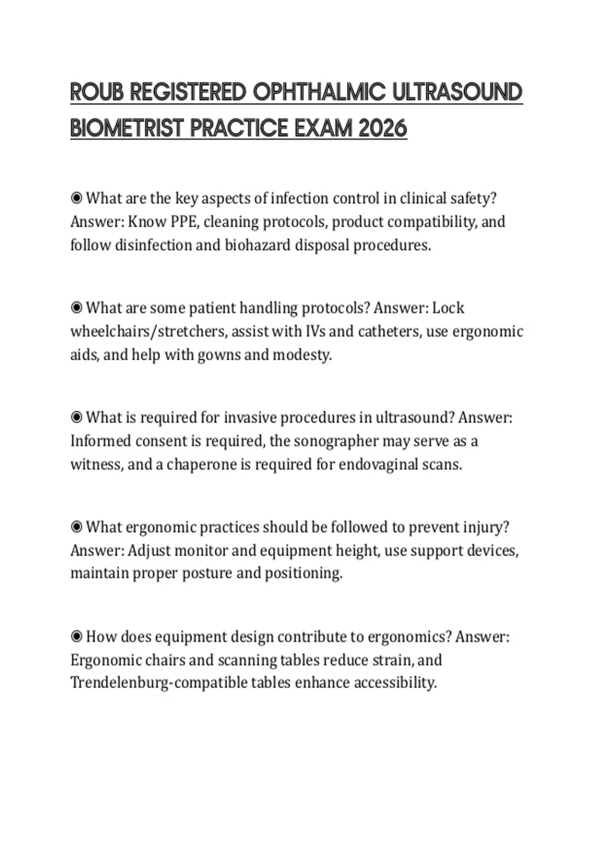 Les Roub ROUB REGISTERED OPHTHALMIC ULTRASOUND BIOMETRIST PRACTICE EXAM 2026 ...