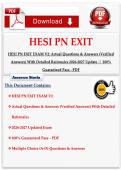HESI PN Exit Exam&colon; Actual Questions & Answers &lpar;Verified&rpar; With Detailed Rationales 2026-2027 - 2 Exams