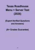 Texas Roadhouse Menu &plus; Server Test PDF &vert; Restaurant Service Training & Exam Prep 2026
