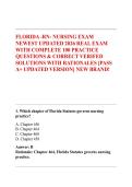 FLORIDA -RN- NURSING EXAM  NEWEST UPDATED 2026 REAL EXAM  WITH COMPLETE 100 PRACTICE  QUESTIONS & CORRECT VERIFED  SOLUTIONS WITH RATIONALES &lbrack;PASS  A&plus; UPDATED VERSION&rsqb; NEW BRAND&excl;