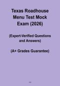 Texas Roadhouse Menu Test Mock Exam PDF &vert; Server Training & Menu Knowledge Prep 2026