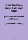Texas Roadhouse Server Mock Exam PDF &vert; Restaurant Service Training Test Prep 2026