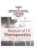 TestBank For Phillips&rsquo;s Manual  Of  I&period;V&period; Thera- Peutics&colon; Evidence-Based Practice For Infusion Therapy 7th Editionlisa Gorski &vert; All Chapters Available&vert; Updated A&plus;
