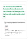 IAEI Residential Electrical Inspector  Examination Practice Questions And  Correct Answers &lpar;Verified Answers&rpar; Plus  Rationale 2026 Q&A&vert; Instant Download  Pdf 