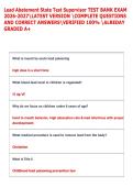 Lead Abatement State Test Supervisor TEST BANK EXAM  2026-2027LATEST VERSION COMPLETE QUESTIONS  AND CORRECT ANSWERSVERIFIED 100&percnt; ALREDAY  GRADED A&plus;