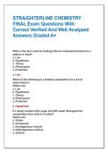STRAIGHTERLINE CHEMISTRY  FINAL Exam Questions With  Correct Verified And Well Analyzed  Answers Graded A&plus;