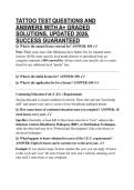 TATTOO TEST QUESTIONS AND ANSWERS WITH A&plus; GRADED SOLUTIONS&comma; UPDATED 2026&comma; SUCCESS GUARANTEED