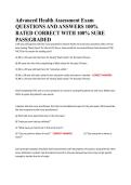 Advanced Health Assessment Exam QUESTIONS AND ANSWERS 100&percnt; RATED CORRECT WITH 100&percnt; SURE PASS&vert;GRADED