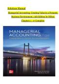 Solutions Manual  Managerial Accounting&colon; Creating Value in a Dynamic  Business Environment&comma; 13th Edition by Hilton  Chapters 1 - 17 Complete