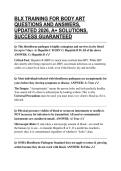 BLX TRAINING FOR BODY ART QUESTIONS AND ANSWERS&comma; UPDATED 2026&comma; A&plus; SOLUTIONS&comma; SUCCESS GUARANTEED