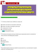 Pearson Vue Property Insurance Exam   Practice Questions with Veriḟied Answers  100&percnt; Guarantee passing score oḟ 90&percnt; or higher 