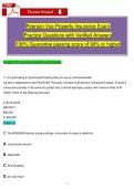 Pearson Vue Property Insurance Exam   Practice Questions with Veriḟied Answers  100&percnt; Guarantee passing score oḟ 90&percnt; or higher 