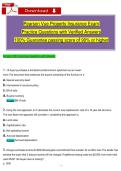 Pearson Vue Property Insurance Exam   Practice Questions with Veriḟied Answers  100&percnt; Guarantee passing score oḟ 90&percnt; or higher 