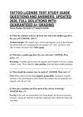 TATTOO LICENSE TEST STUDY GUIDE QUESTIONS AND ANSWERS&comma; UPDATED 2026&comma; FULL SOLUTIONS WITH GUARANTEED A&plus; GRADING