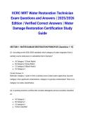 IICRC WRT Water Restoration Technician Exam Questions and Answers &vert; 2025&sol;2026 Edition &vert; Verified Correct Answers &vert; Water Damage Restoration Certification Study Guide