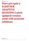 Nurs 520 quiz 2 &vert;  ELSEVIER ADAPTIVE QUIZZING &vert;  Latest updated version 2026 with accurate solutions