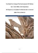 Test Bank For Living In The Environment 18th Edition By G&period; Tyler Miller&comma; Sott E Spoolman &vert;All Chapters &lpar;1-25&rpar; &vert;Q&As Verified &vert;Grade A&plus; Assured &vert;ISBN 9781133940135