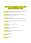 SPD Final Exam 2025&sol;2026 &ndash; Questions with Verified Answers &lpar;A&plus; Grade&rpar; Sterile Processing CertificationSterile Processing and Distribution &lpar;SPD&rpar; &ndash; Final Exam Preparation 2025&sol;2026