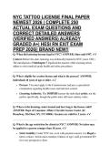 NYC TATTOO LICENSE FINAL PAPER NEWEST 2026 &vert; COMPLETE 250 ACTUAL EXAM QUESTIONS AND CORRECT DETAILED ANSWERS &lpar;VERIFIED ANSWERS&rpar; ALREADY GRADED A&plus;&vert; HESI RN EXIT EXAM PREP 2026&vert;&vert; BRAND NEW&excl;&excl;