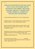 SERVSAFE FOOD PROTECTION MANAGER TEST ACTUAL EXAM PREP 2026 150 QUESTIONS AND CORRECT DETAILED ANSWERS ALREADY A GRADED WITH EXPERT FEEDBACK &vert; CURRENTLY TESTING &vert;NEW AND REVISED