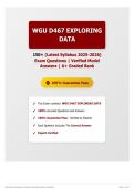 WGU D467 EXPLORING DATA 150&plus; &lpar;Latest Syllabus 2025-2026&rpar; Exam Questions   Verified Model Answers   A&plus; Graded Bank