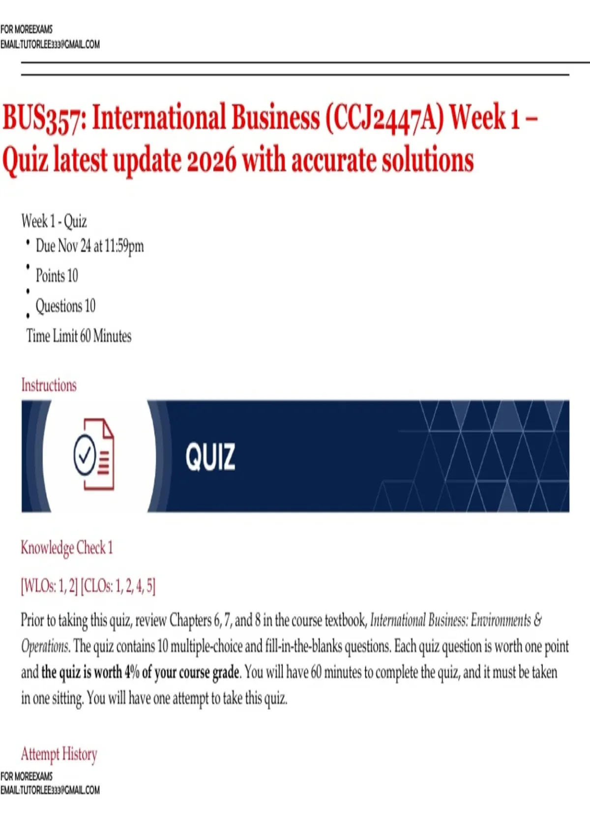 BUS357 | International Business (CCJ2447A) Week 1 – Quiz | latest ...