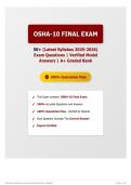 OSHA-10 Final Exam 50&plus; &lpar;Latest Syllabus 2025-2026&rpar; Exam Questions   Verified Model Answers   A&plus; Graded Bank