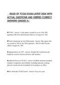 RULES OF TCOLE EXAM LATEST 2026 WITH ACTUAL QUESTIONS AND VERIFIED CORRECT ANSWERS GRADED A&plus;
