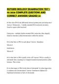 RUTGERS BIOLOGY EXAMINATION TEST 1 115 2026 COMPLETE QUESTIONS AND CORRECT ANSWERS GRADED A&plus;