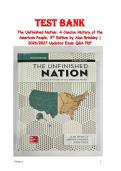 The Unfinished Nation 9th Edition Test Bank by Brinkley&colon; Exam Questions & Verified Answers Latest Update