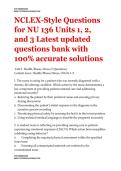 NCLEX-Style Questions for NU 136 Units 1&comma; 2&comma; and 3 Latest updated questions bank with 100&percnt; accurate solutions