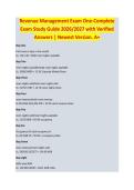 Revenue Management Exam One &ndash; Complete Exam Study Guide 2026&sol;2027 with Verified Answers &vert; Newest Version&period; A&plus;