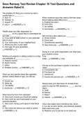 Dave Ramsey Test Review Chapter 10 Test Questions and Answers Rated A