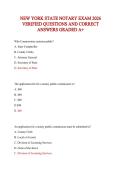 NEW YORK STATE NOTARY EXAM 2026 VERIFIED QUESTIONS AND CORRECT ANSWERS GRADED A&plus;
