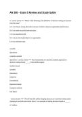 AN 300 &ndash; Exam 1 Review and Study Guide